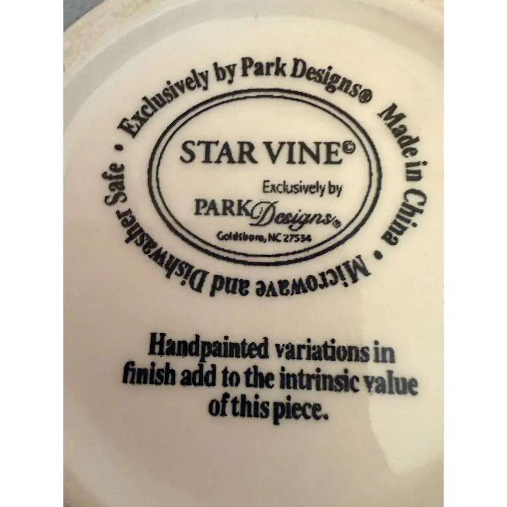 New Park Designs Star Vine ceramic  mug, sponged beige finish, 16 Oz.
